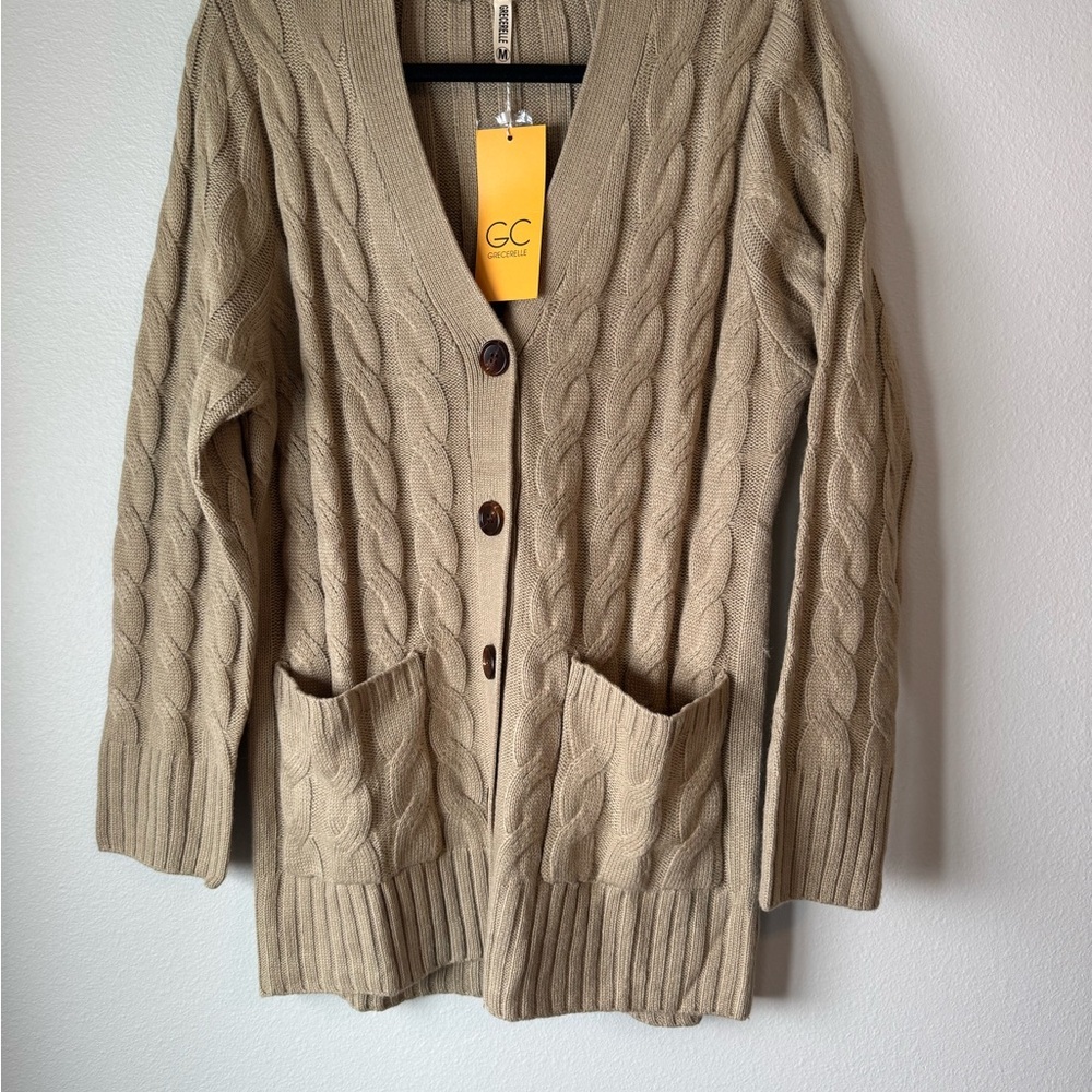 Women's Tan Cable Knit Sweater